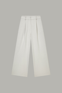 Women's Off-White Pleated Wide-Leg Trousers 74