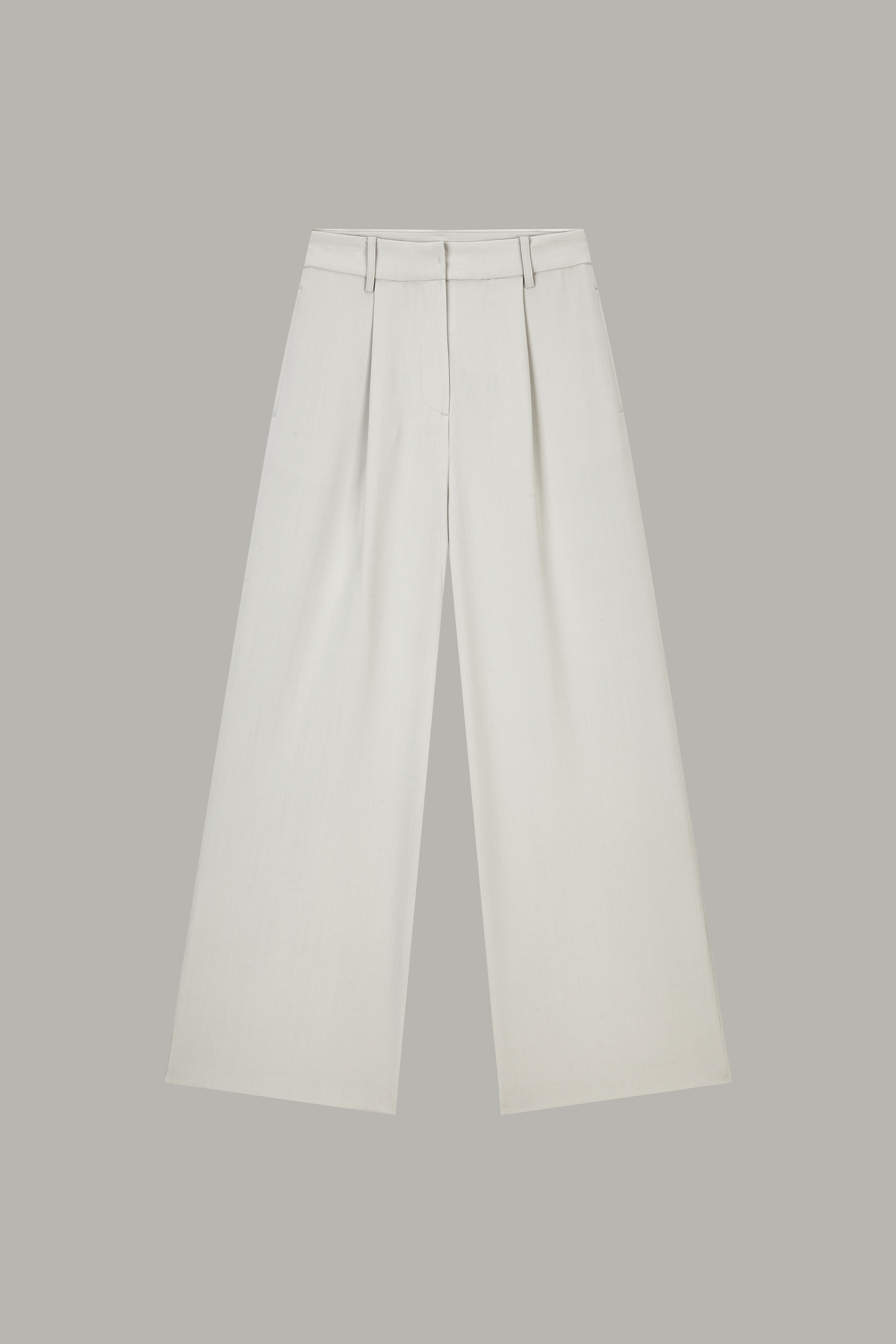 Women's Off-White Pleated Wide-Leg Trousers 74