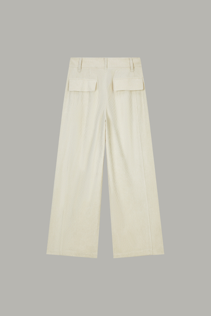 Women's Beige Pinstripe Wide-Leg Trousers 61