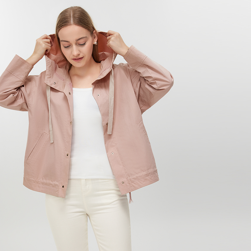 Women's Pink Hooded Jacket MJ011