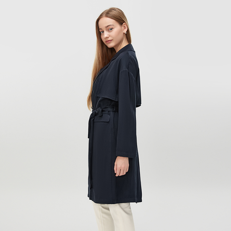 Women's Navy Blue Trench Coat MJ009