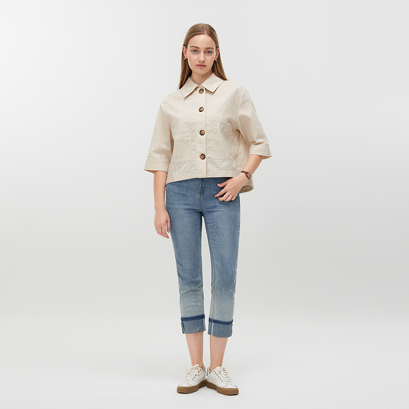 Women's Rhinestone Skinny Capri Jeans MJ038