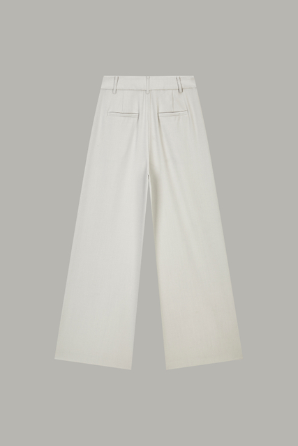 Women's Off-White Pleated Wide-Leg Trousers 74