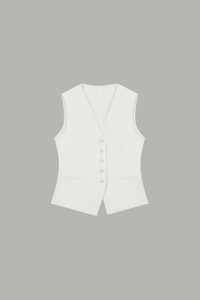 Women's White Fitted Sleeveless Waistcoat 58