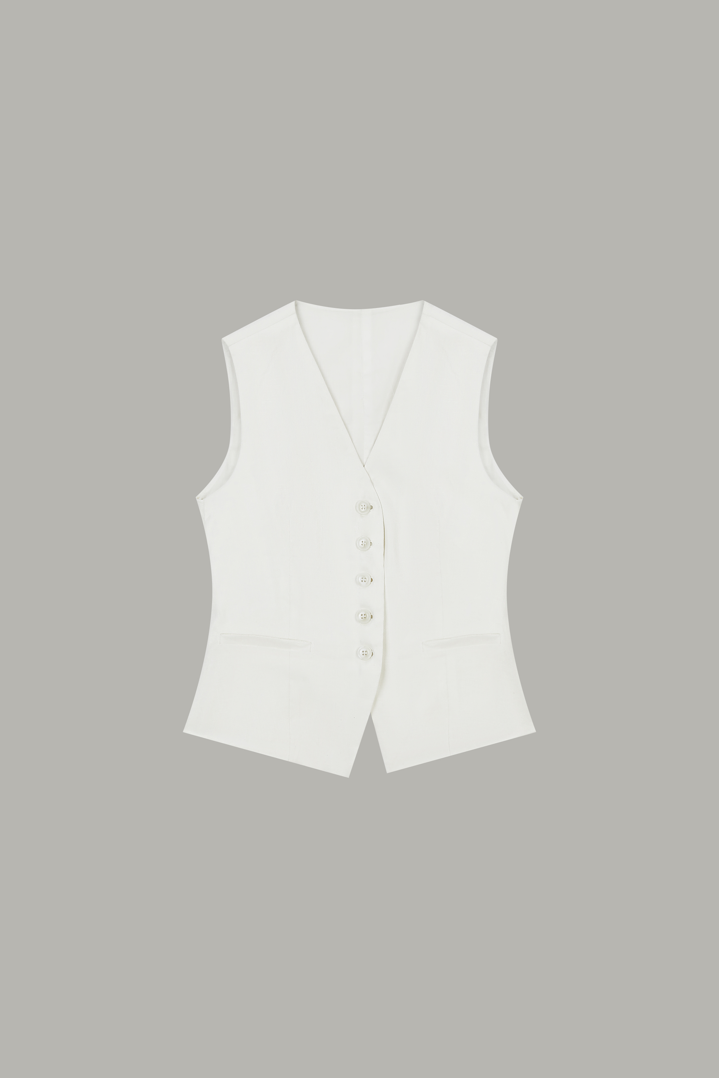 Women's White Fitted Sleeveless Waistcoat 58