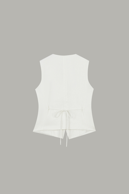 Women's White Fitted Sleeveless Waistcoat 58