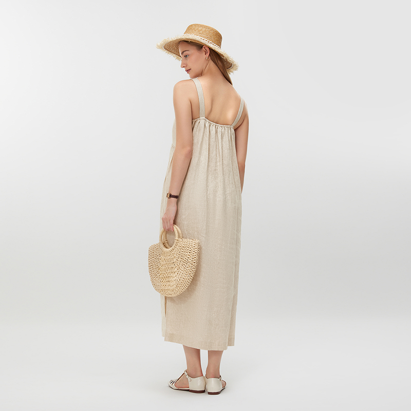 Women's Casual Linen Maxi Dress MJ044