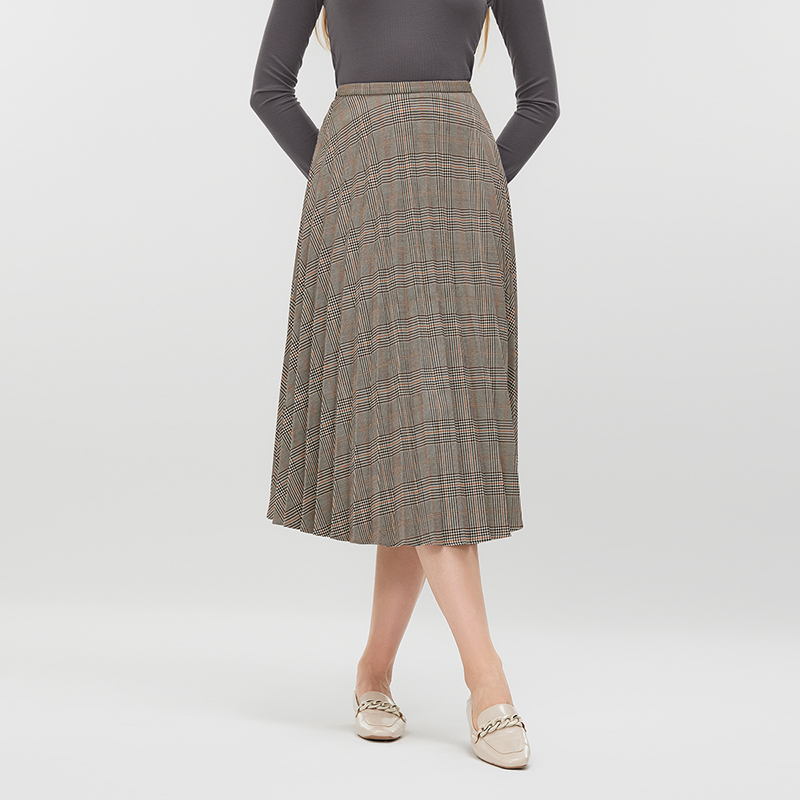 Women's A-Line Checkered Skirt MJ031