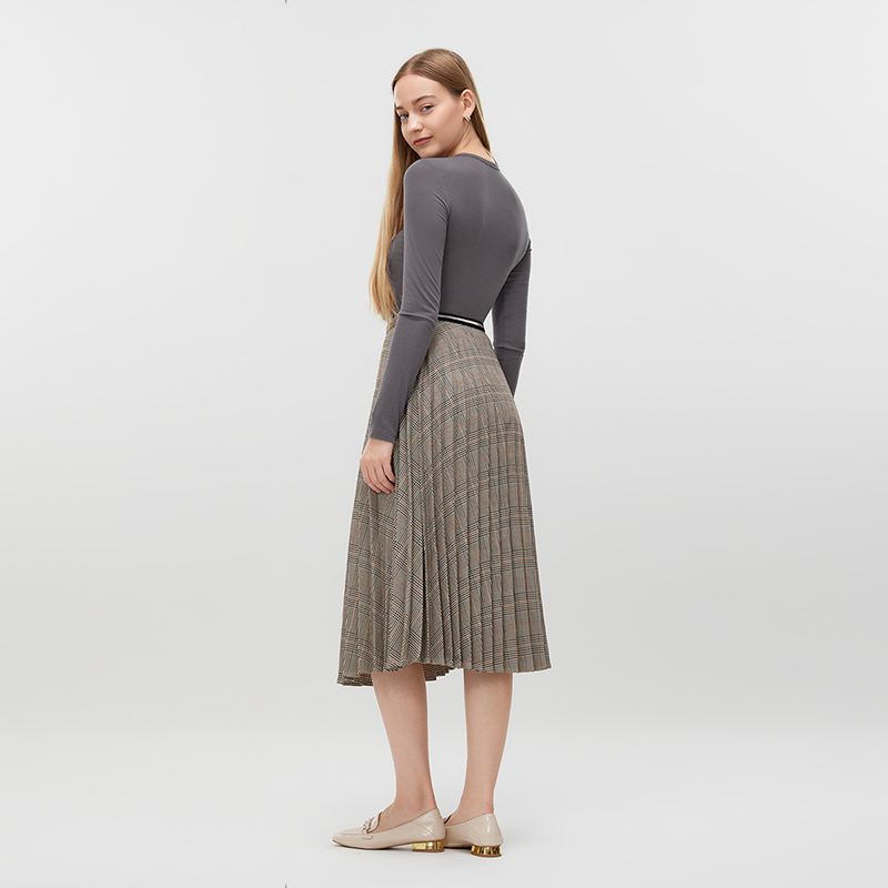 Women's A-Line Checkered Skirt MJ031