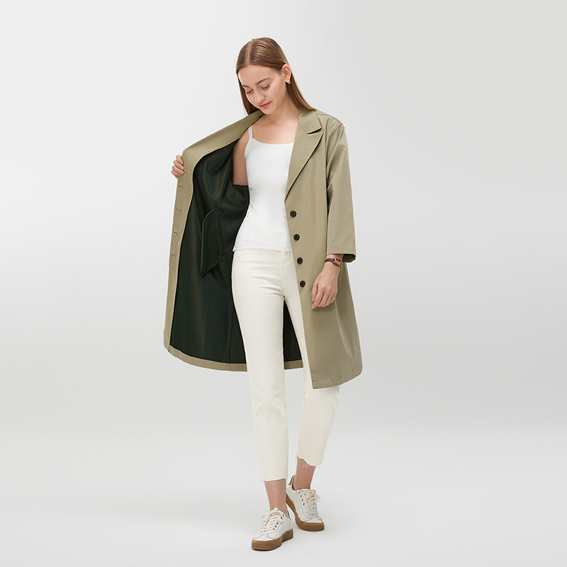 Women's Sand Color Trench Coat MJ007