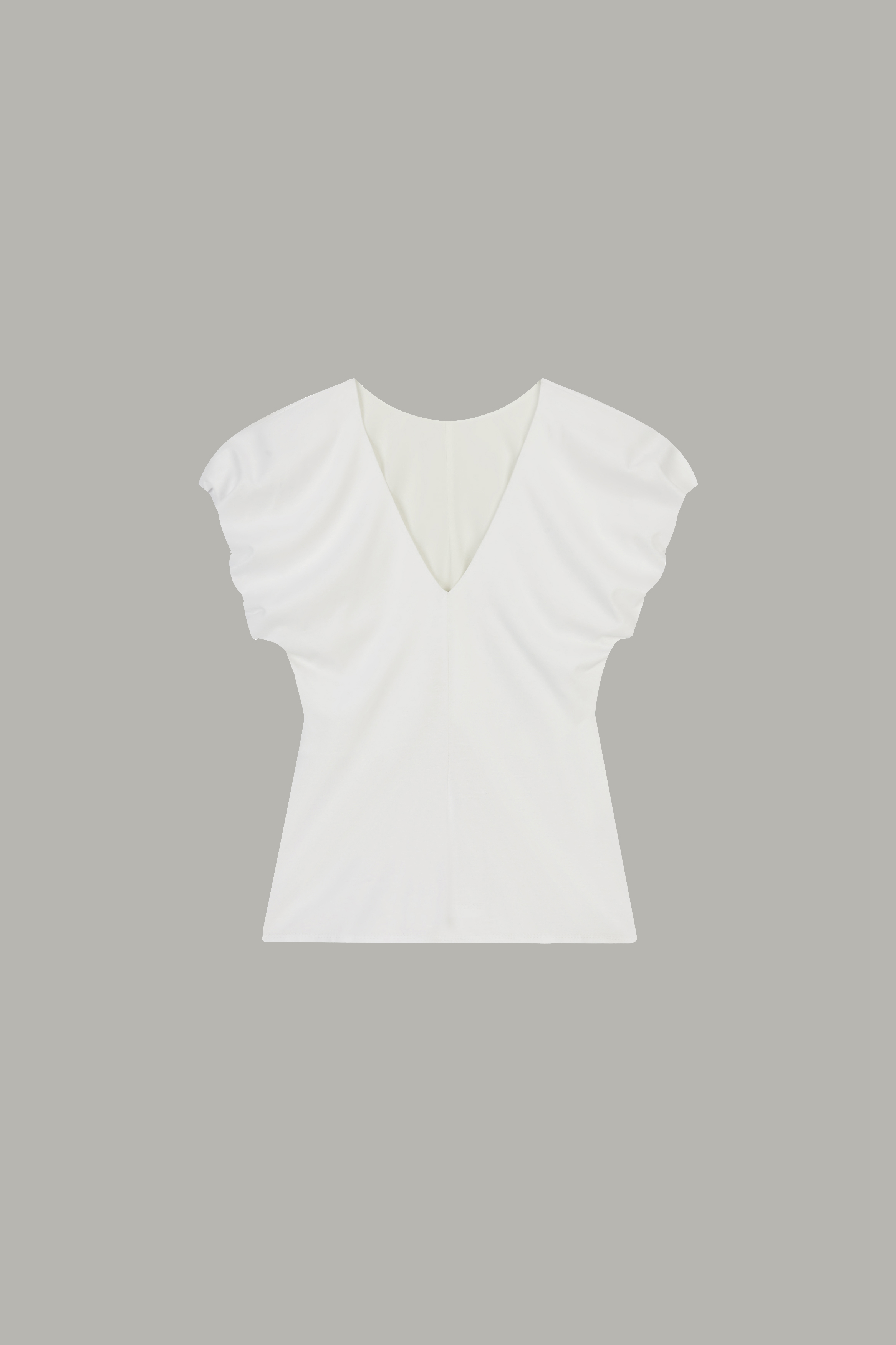 Women's White Ruffled Sleeve Fitted V-Neck Top 68