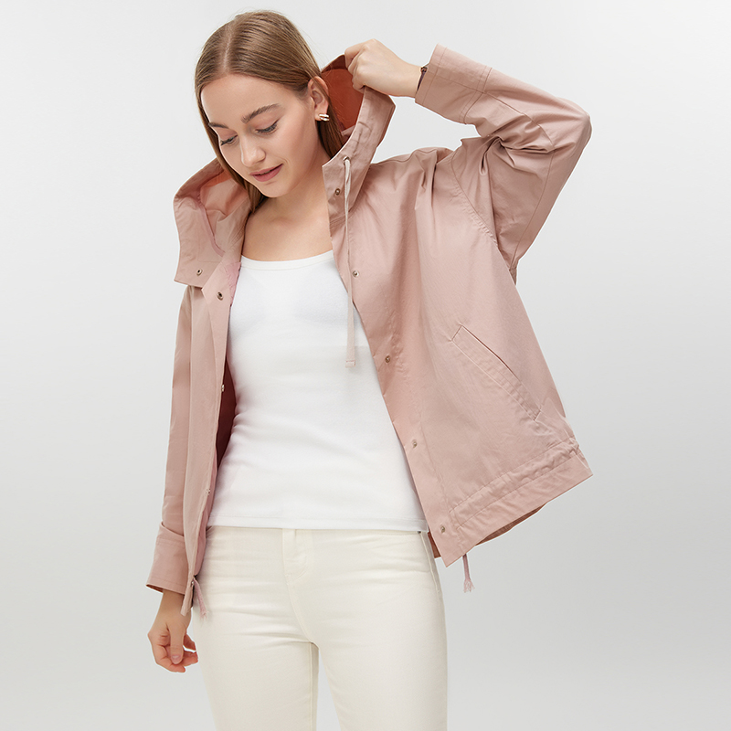 Women's Pink Hooded Jacket MJ011