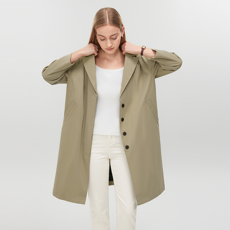 Women's Sand Color Trench Coat MJ007
