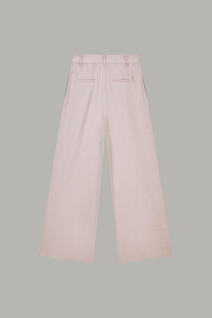 Women's Light Pink Pleated Wide-Leg Trousers 72