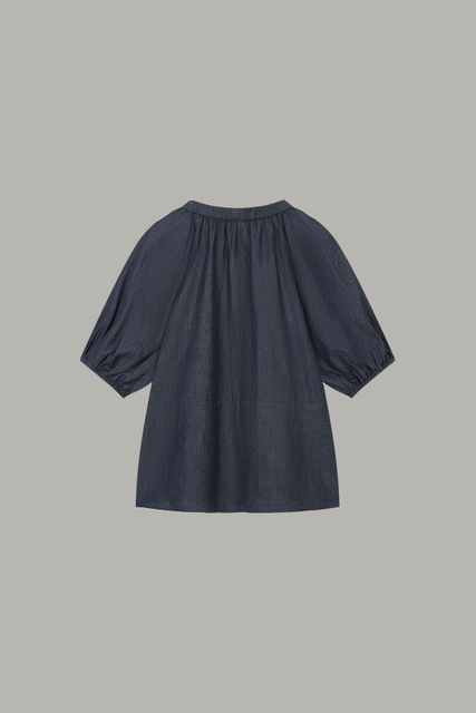 Women's Dark Denim Puff Sleeve Blouse 66