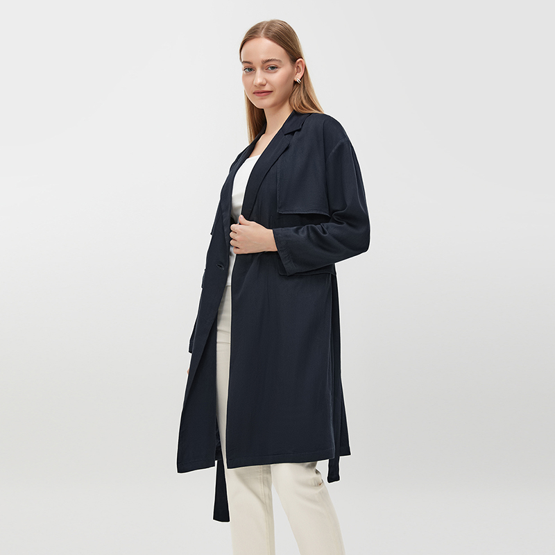 Women's Navy Blue Trench Coat MJ009