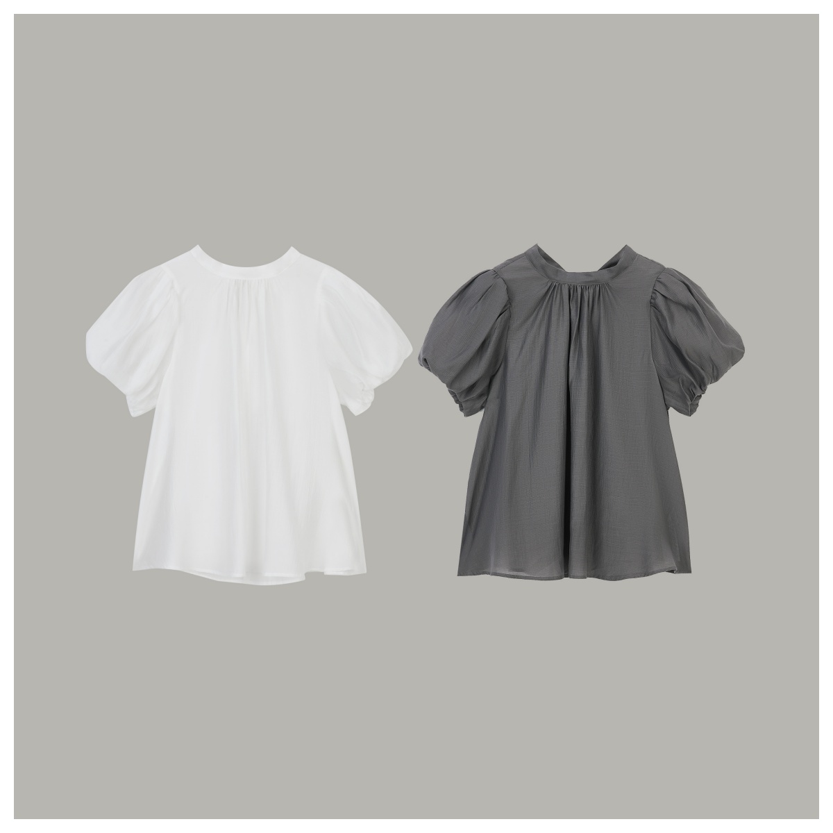 Women's White Puff Sleeve Back Pleated Blouse MJ050