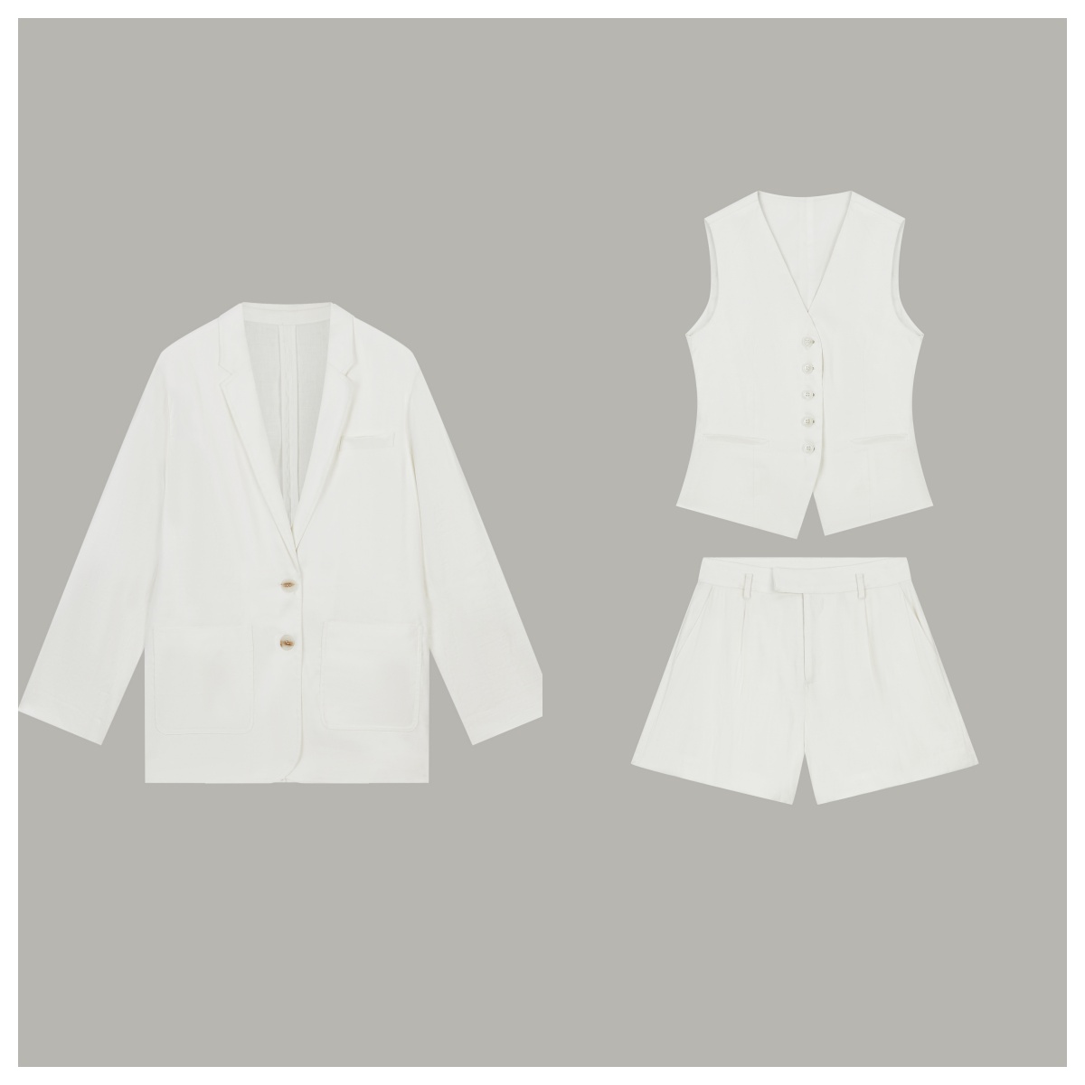 Women's White Oversized Single-Breasted Blazer MJ052