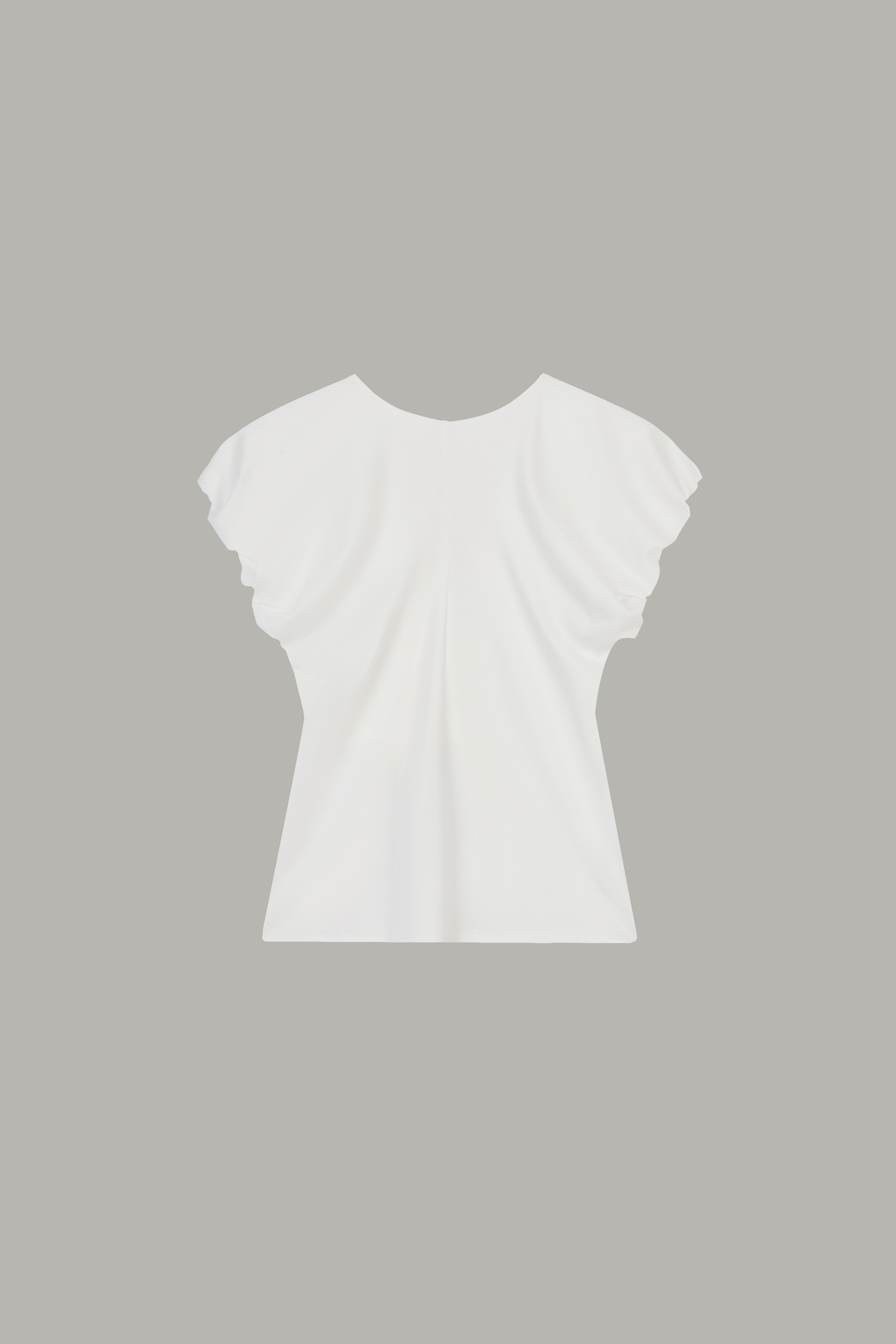 Women's White Ruffled Sleeve Fitted V-Neck Top 68