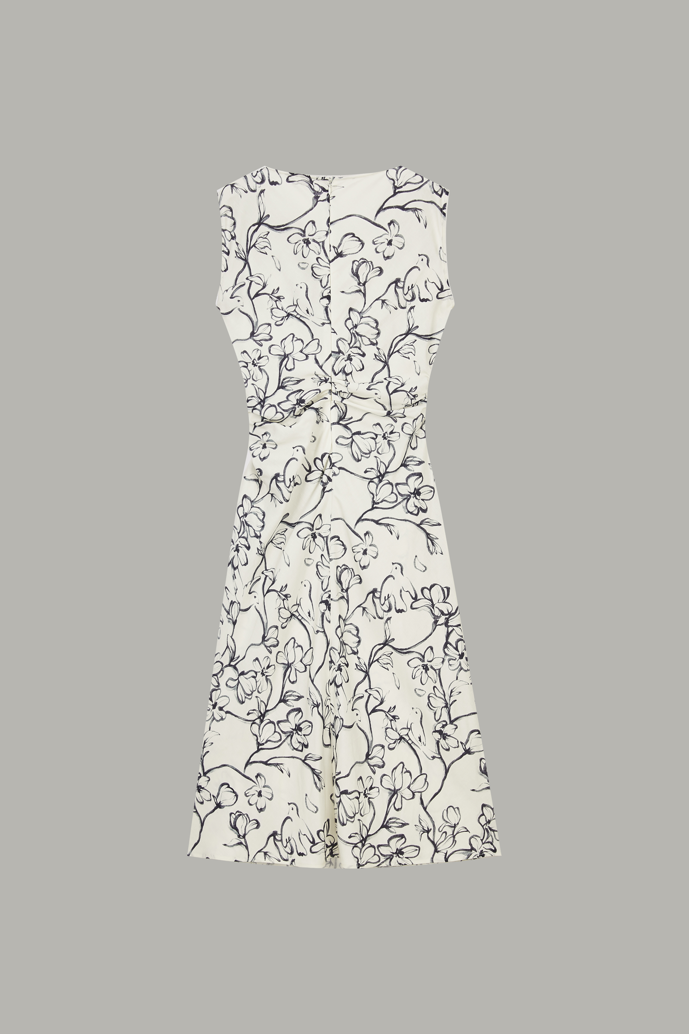 Women's Navy & Cream Abstract Floral Sleeveless Midi Dress 72