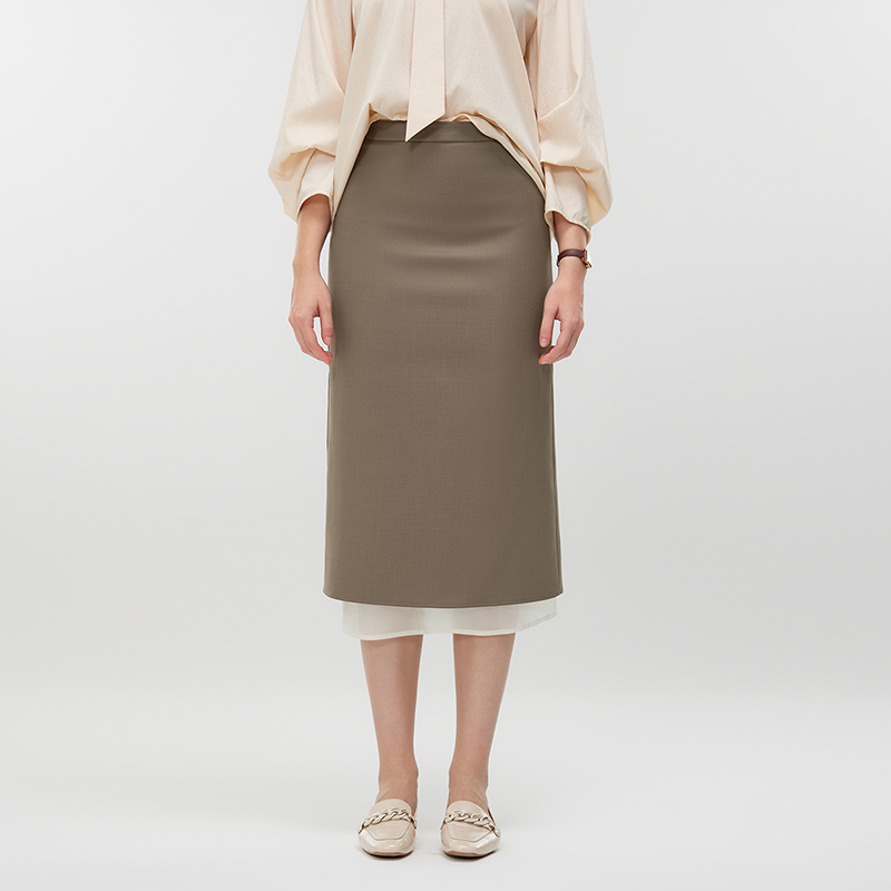 Women's Ruffled Leather Pencil Skirt MJ034