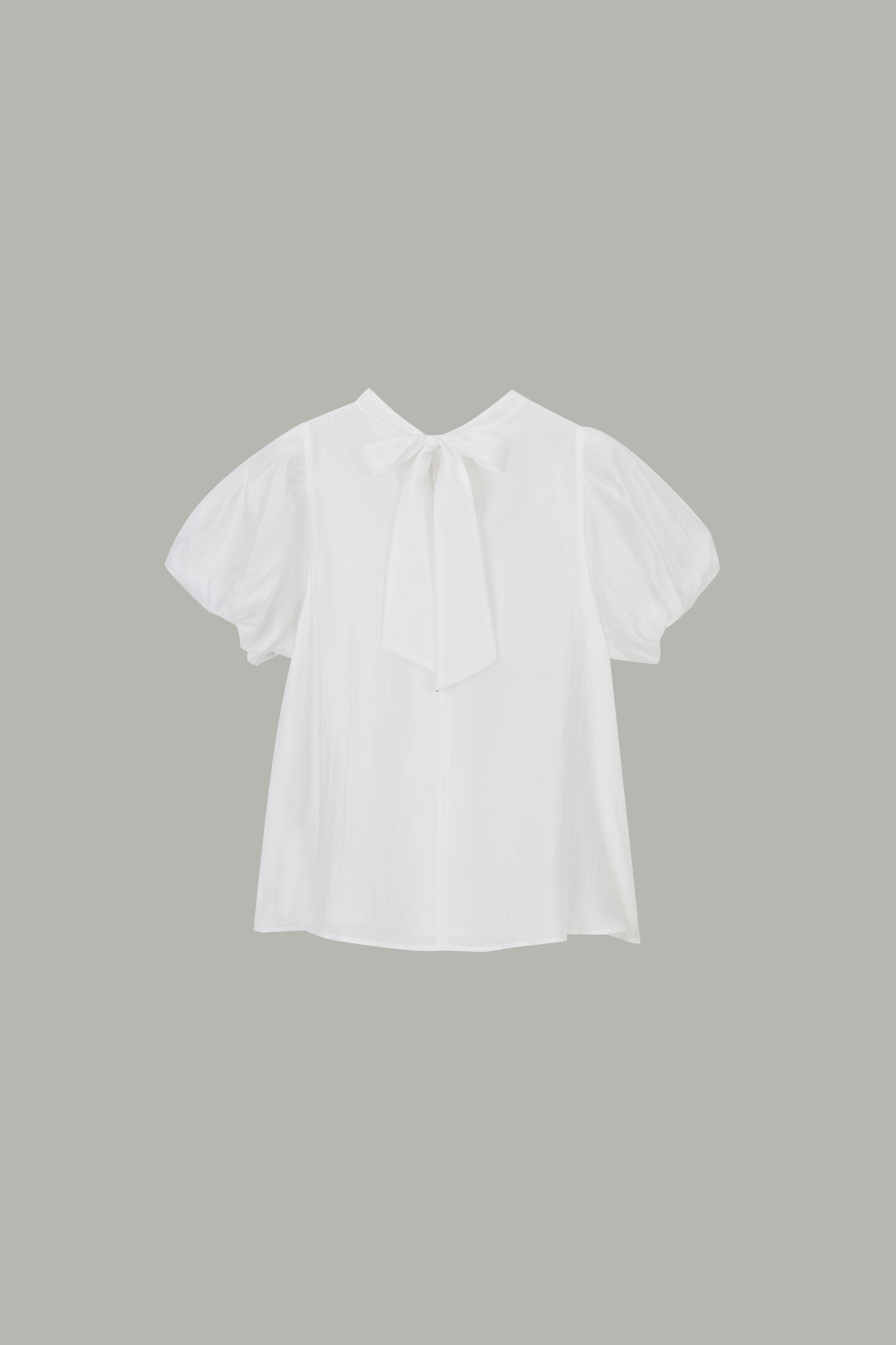 Women's White Puff Sleeve Back Pleated Blouse MJ050