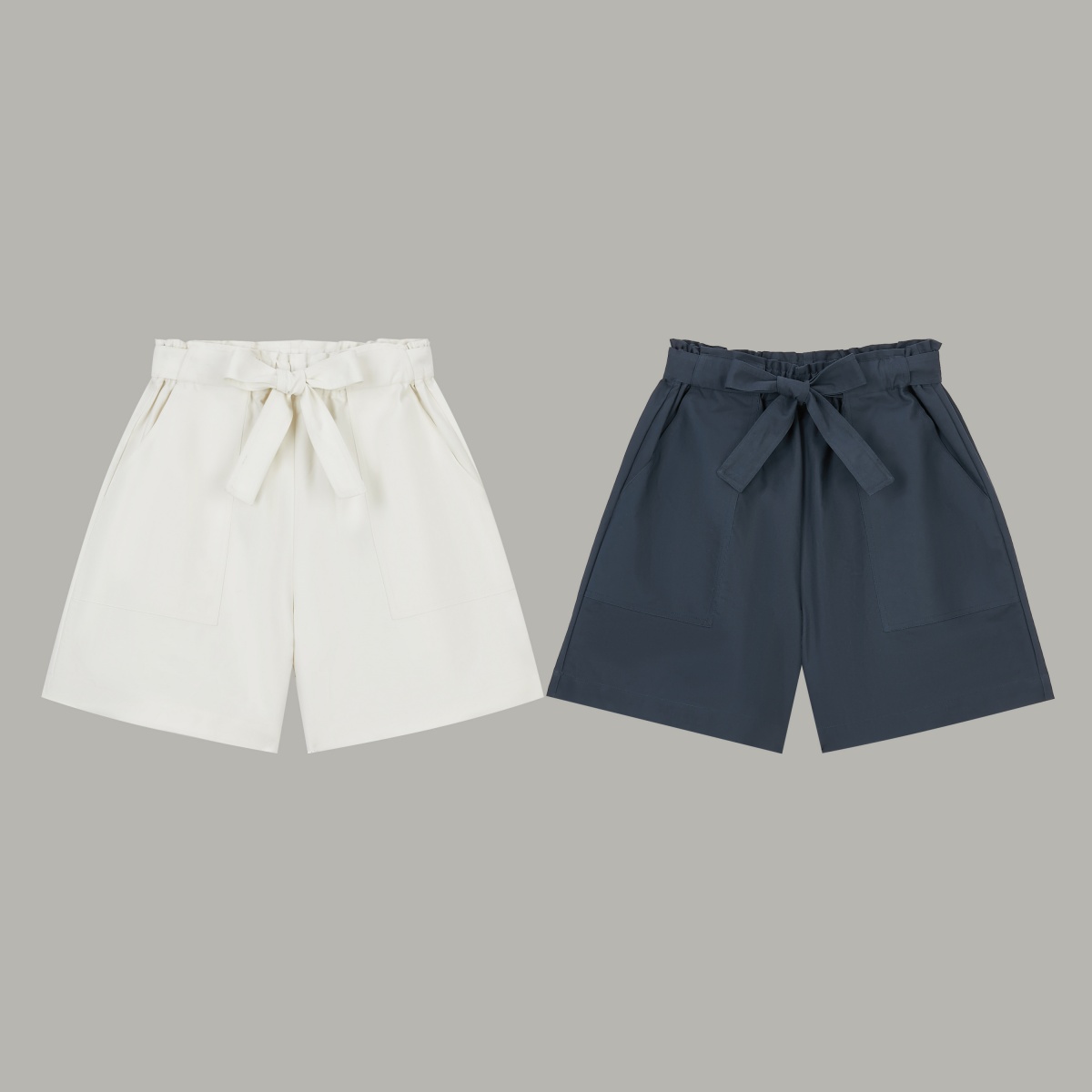 Women's Off-White Paperbag Waist Wide-Leg Shorts 60