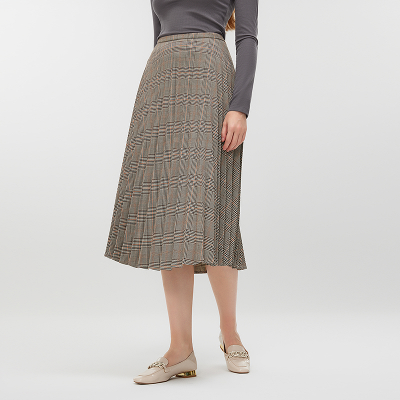 Women's A-Line Checkered Skirt MJ031