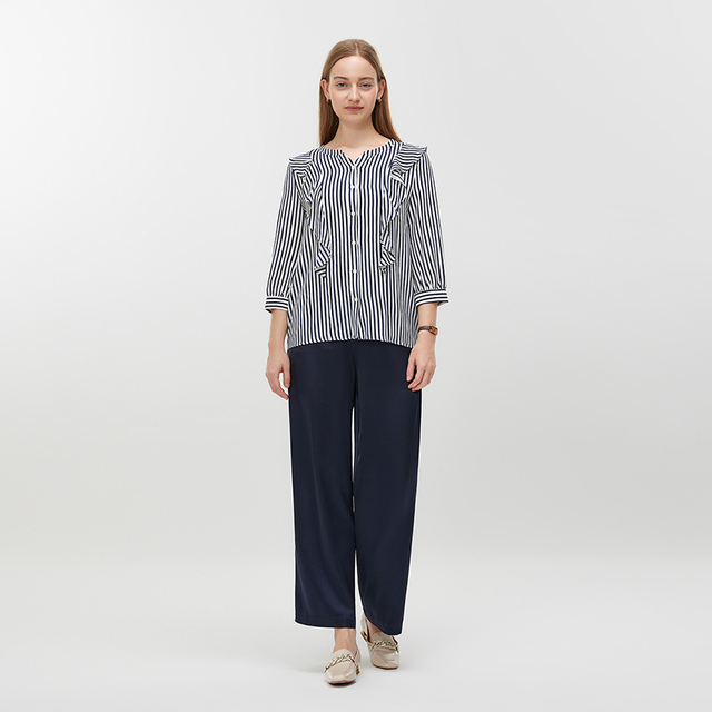 Women's Blue White Strips Blouse MJ022