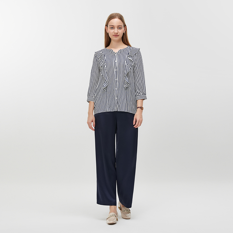 Women's Blue White Strips Blouse MJ022