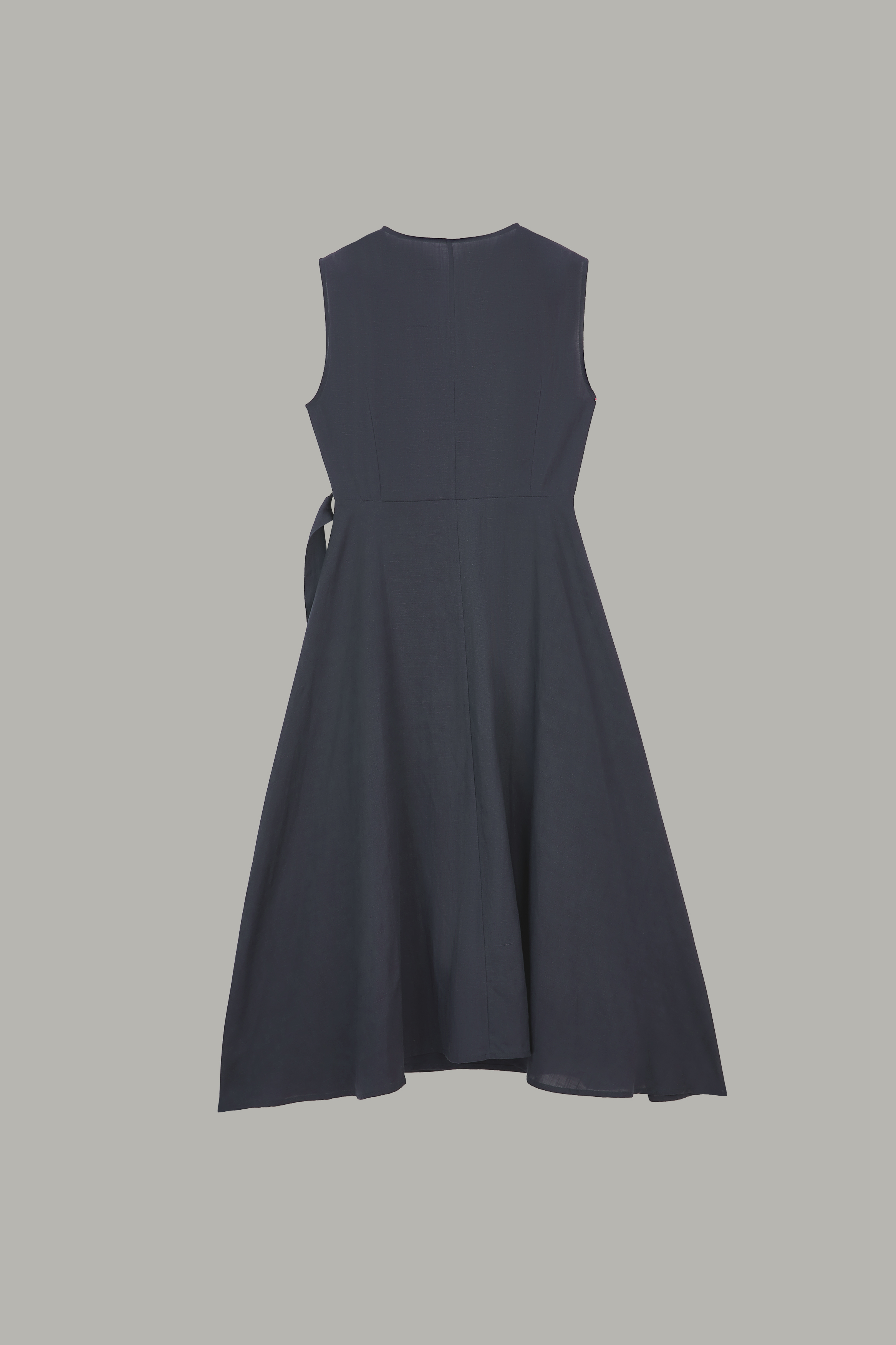 Women's Dark Gray Sleeveless Wrap Midi Dress 56