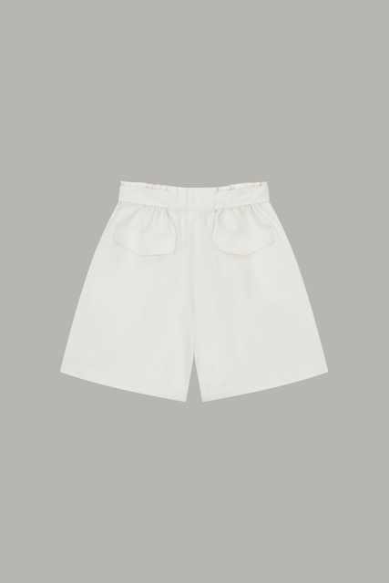 Women's Off-White Paperbag Waist Wide-Leg Shorts 60