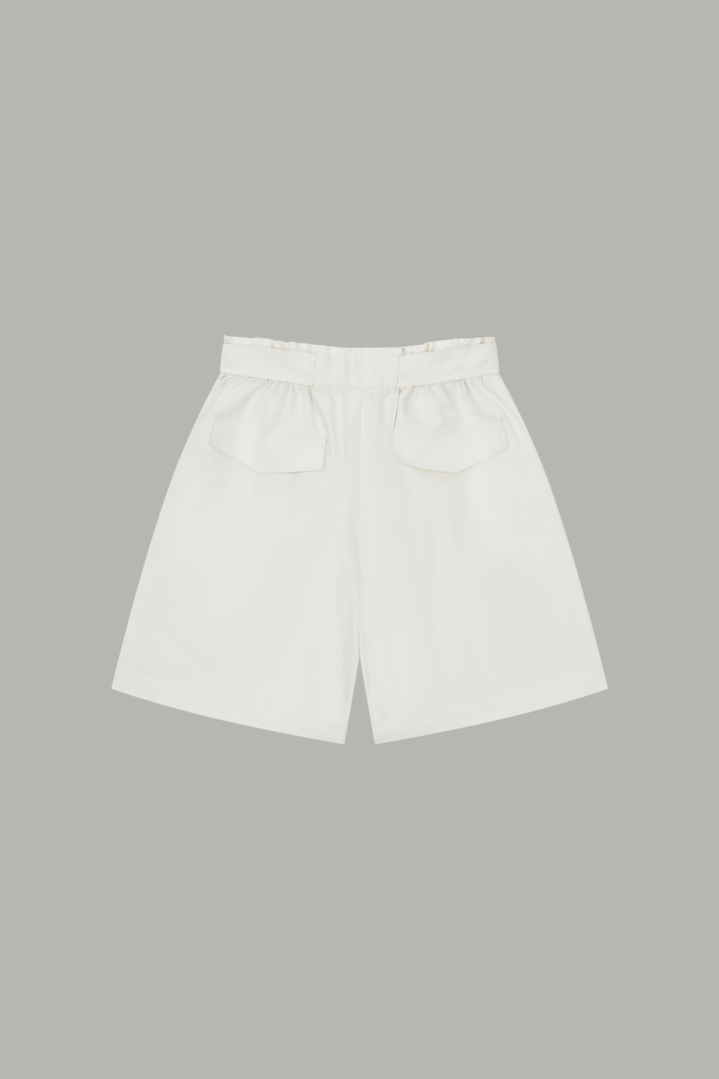 Women's Off-White Paperbag Waist Wide-Leg Shorts 60