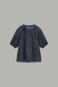 Women's Dark Denim Puff Sleeve Blouse 66
