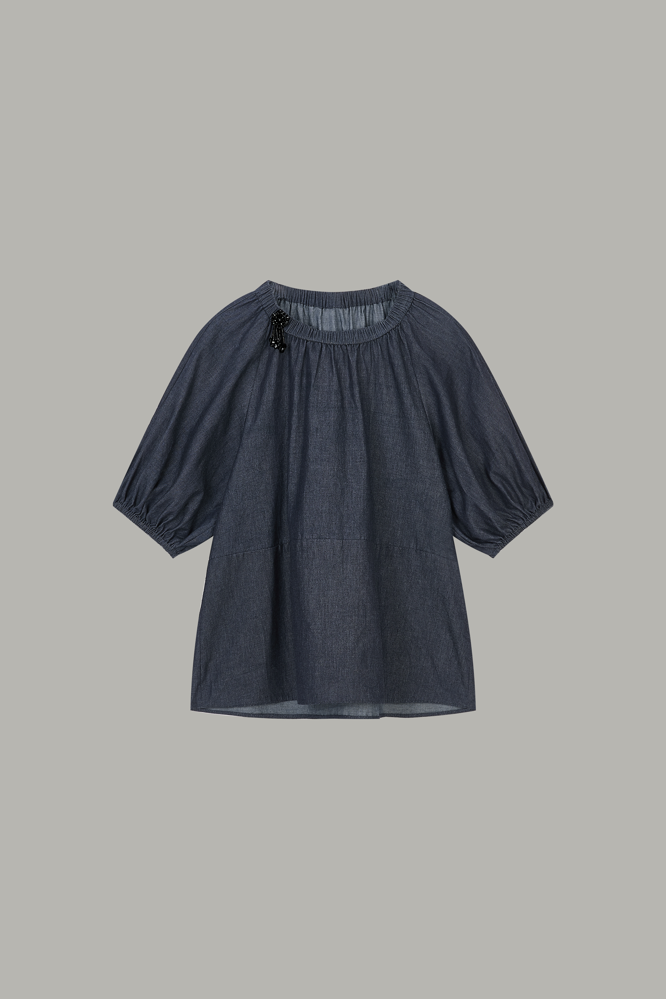 Women's Dark Denim Puff Sleeve Blouse 66