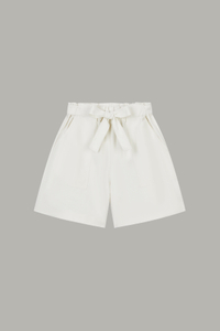 Women's Off-White Paperbag Waist Wide-Leg Shorts 60