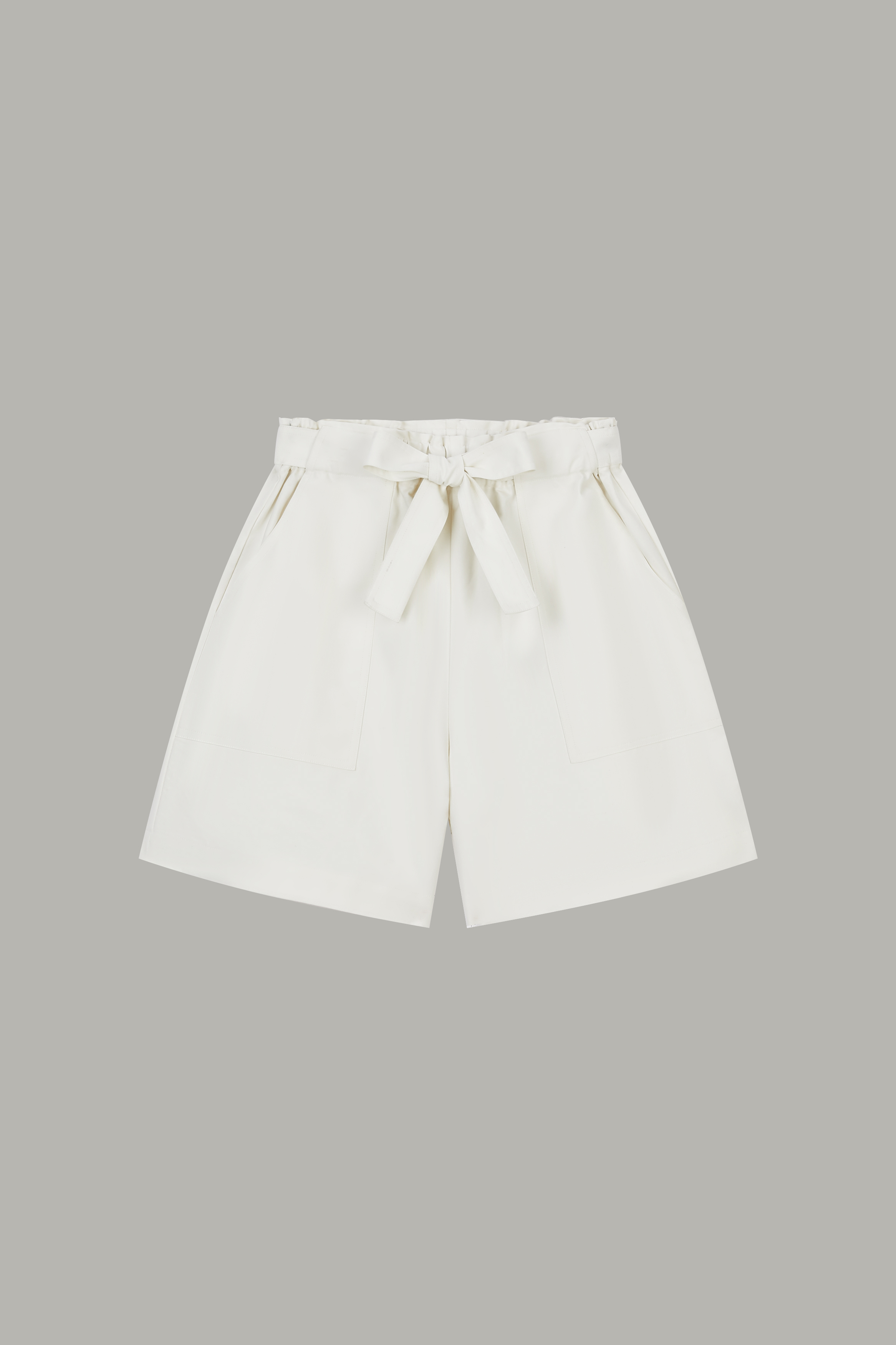 Women's Off-White Paperbag Waist Wide-Leg Shorts 60