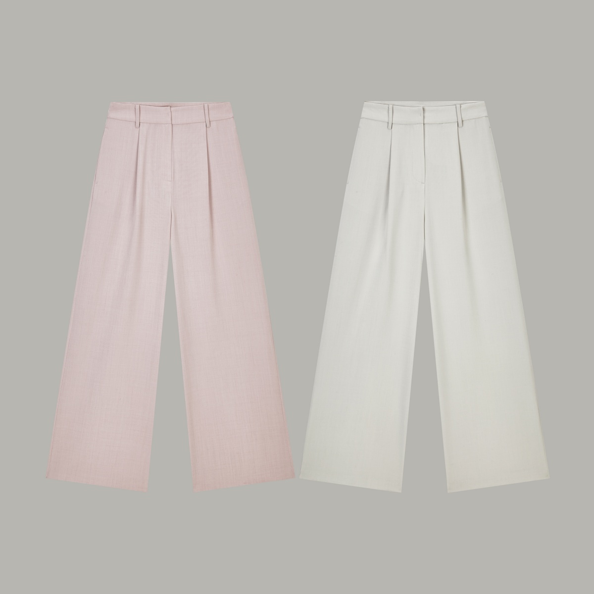 Women's Light Pink Pleated Wide-Leg Trousers 72
