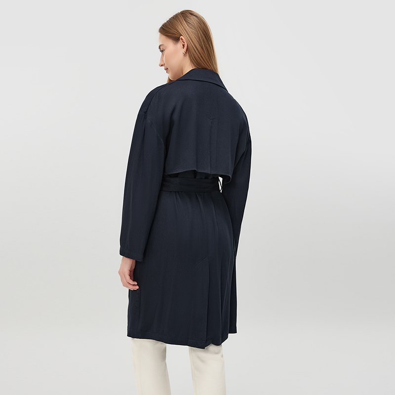 Women's Navy Blue Trench Coat MJ009