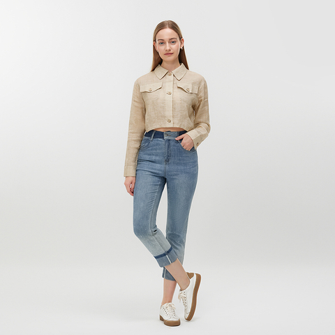 Women's Rhinestone Skinny Capri Jeans MJ038